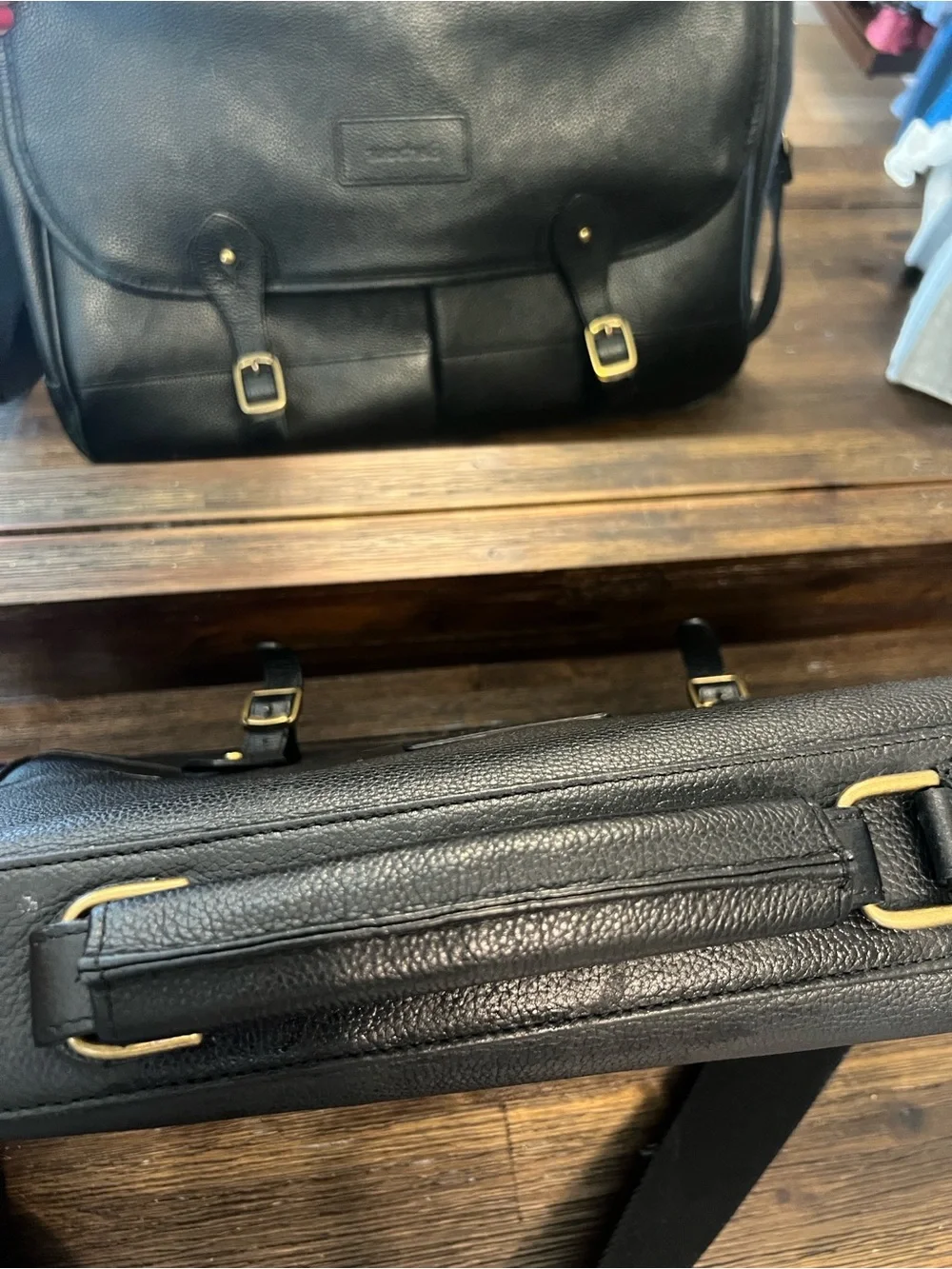 Barbour black leather